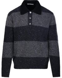 DUNST - Striped Knitted Polo Shirt - Lyst