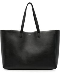 Saint Laurent - Logo-Stamp Leather Tote Bag - Lyst