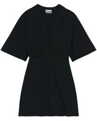 Ganni - Pinstripe Shirt Mini Dress - Lyst