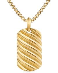 David Yurman - 18Kt Sculpted Cable Tag (35Mm) - Lyst