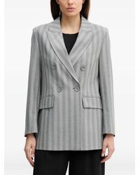 Sisley - Striped Double-Breasted Blazer - Lyst