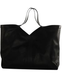 Saint Laurent - V-Cut Leather Tote Bag - Lyst