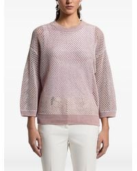 Peserico - Sequinned Open-Knit Crew-Neck Sweater - Lyst