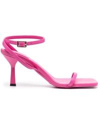 Semicouture - Buckled Square-toe Leather Sandals - Lyst