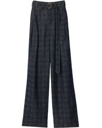 Burberry - Checked Wide-Leg Jeans - Lyst