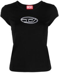 DIESEL - T-shirt en coton à logo Oval D brodé - Lyst