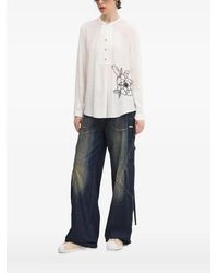 Desigual - Bluse Mit Perlenblumen - Lyst