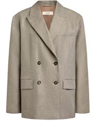 12 STOREEZ - Double-Breasted Linen Blazer - Lyst