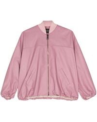Simonetta Ravizza - Leather Zipped Bomber Jacket - Lyst