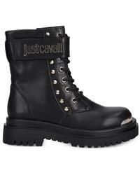 Just Cavalli - Studded-Embellished Combat Boots - Lyst
