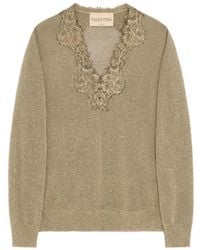 Valentino Garavani - Lurex Sweater With Lace - Lyst