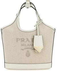Prada - Sand Canvas Handbag - Lyst