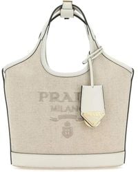 Prada - Sand Canvas Handbag - Lyst
