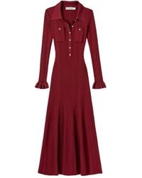 Self-Portrait - Ribbed-Knit Buttoned Midi Dress - Lyst