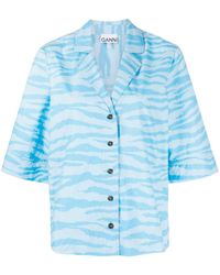 Ganni - Zebra-print Organic-cotton Shirt - Lyst