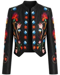 Temperley London - Toledo Floral-Embroidered Leather Jacket - Lyst