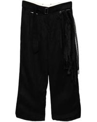 Midorikawa - Belted Raw-Edge Trousers - Lyst