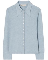 Tory Burch - Silk Polo Cardigan - Lyst