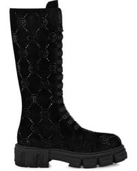 Philipp Plein - Monogram-embellished Suede Boots - Lyst