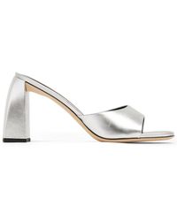 BY FAR - Michele 100mm Metallic Leather Mules - Lyst