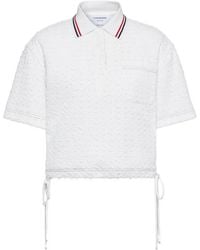 Thom Browne - Eyelash Ribbon Tweed Drawstring Hem Polo - Lyst