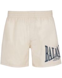 Balmain - Logo-Print Swim Shorts - Lyst