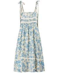 Twinset - Short Floral Dress With Lace - Lyst