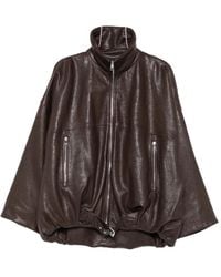 Emmeci - Belted Oversized Leather Jacket - Lyst