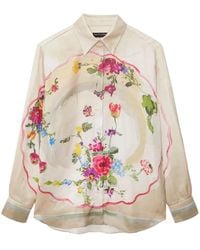 MSGM - Floral-Print Long-Sleeve Shirt - Lyst