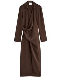 Paris Georgia Basics - Simone Draped-Detail Midi Dress - Lyst