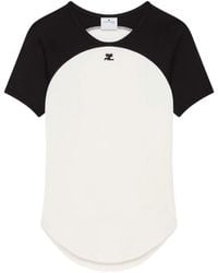 Courreges - Circle Contrast Raglan-Sleeve T-Shirt - Lyst