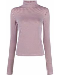 Xacus Ribbed Roll Neck Top - White