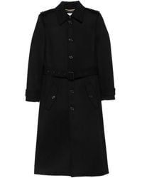 Saint Laurent - Belted Single-Breasted Coat - Lyst