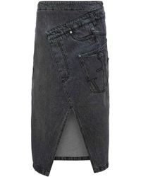 JW Anderson - Twisted Denim Midi Skirt - Lyst