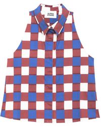 Alpha Studio - Top Con Cuello A Cuadros - Lyst