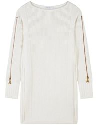 Patrizia Pepe - Ribbed-Knit Zip-Detail Mini Dress - Lyst