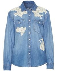 LoveShackFancy - Camicia Denim Con Applicazione - Lyst