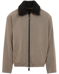 Giorgio Armani - Shearling-Collar Blouson Jacket - Lyst