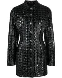 MSGM - Embossed-Pattern Faux-Leather Shirt Jacket - Lyst