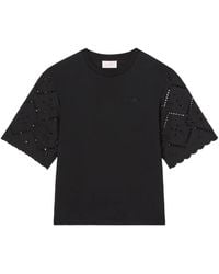 MC2 Saint Barth - Maisa T-Shirt With Sangallo Sleeves And St. Barth Embroidery - Lyst