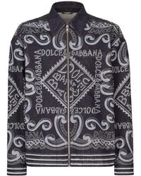 Dolce & Gabbana - Logo-print Cotton Shirt Jacket - Lyst