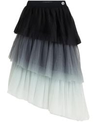 KARL LAGERFELD - Asymmetric Tiered Midi Skirt - Lyst
