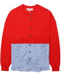 Enfold - Ruffled Cotton Cardigan - Lyst