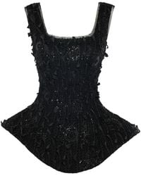 A.W.A.K.E. MODE - Sequin-Embellished Peplum Top - Lyst