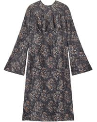 Ganni - Abito A Fiori Con Ruches - Lyst