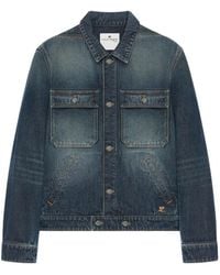 Courreges - Veste En Jean Délavée À Logo Brodé - Lyst