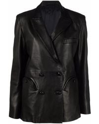 Blazé Milano - Double-Breasted Leather Blazer - Lyst