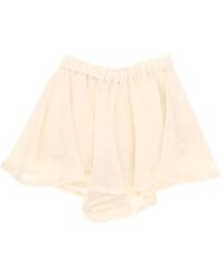 120% Lino - Elasticated Flared Mini Shorts - Lyst