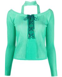 ANDERSSON BELL - Ribbed Lace-Up Fastening Cardigan - Lyst