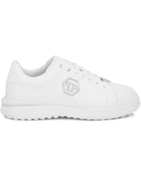 Philipp Plein - Hexagon Logo Plaque Leather Low-Top Trainers - Lyst